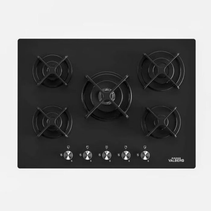 GGH 5 IC 066T Valberg Plaque de Cuisson Gaz Verre 5 Foyers 3500 W